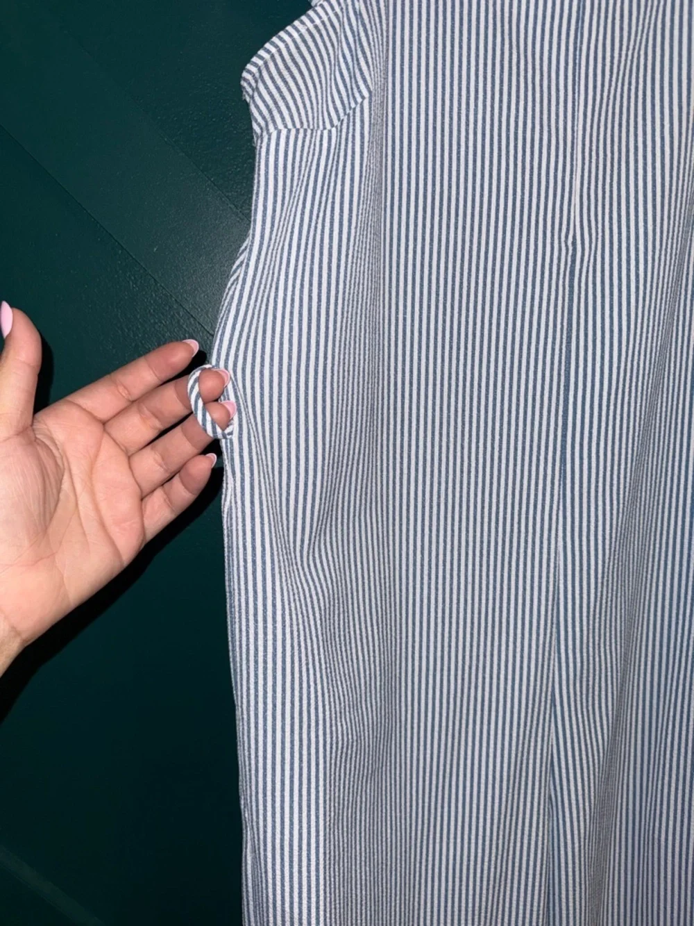 Monteau Light Blue & White Striped Square-Neck Jumpsuit